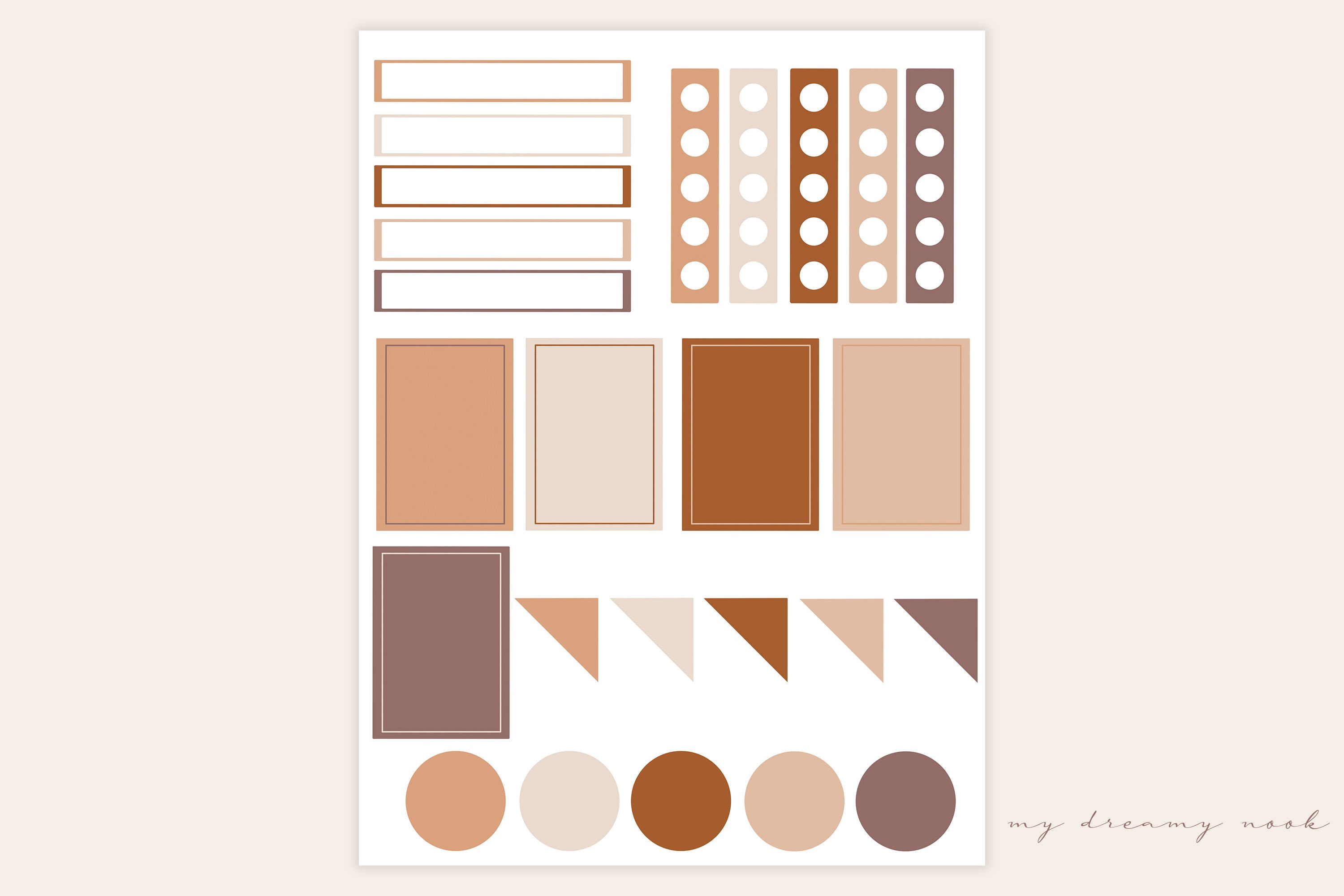 Table Sticker Beige Digital Planner Sticker Pack | Beige Stickers PNG | Earthy Planner ...