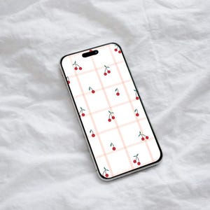 Fondo de pantalla de cerezas para iPhone: Pantalla de bloqueo de teléfono estilo cottagecore
