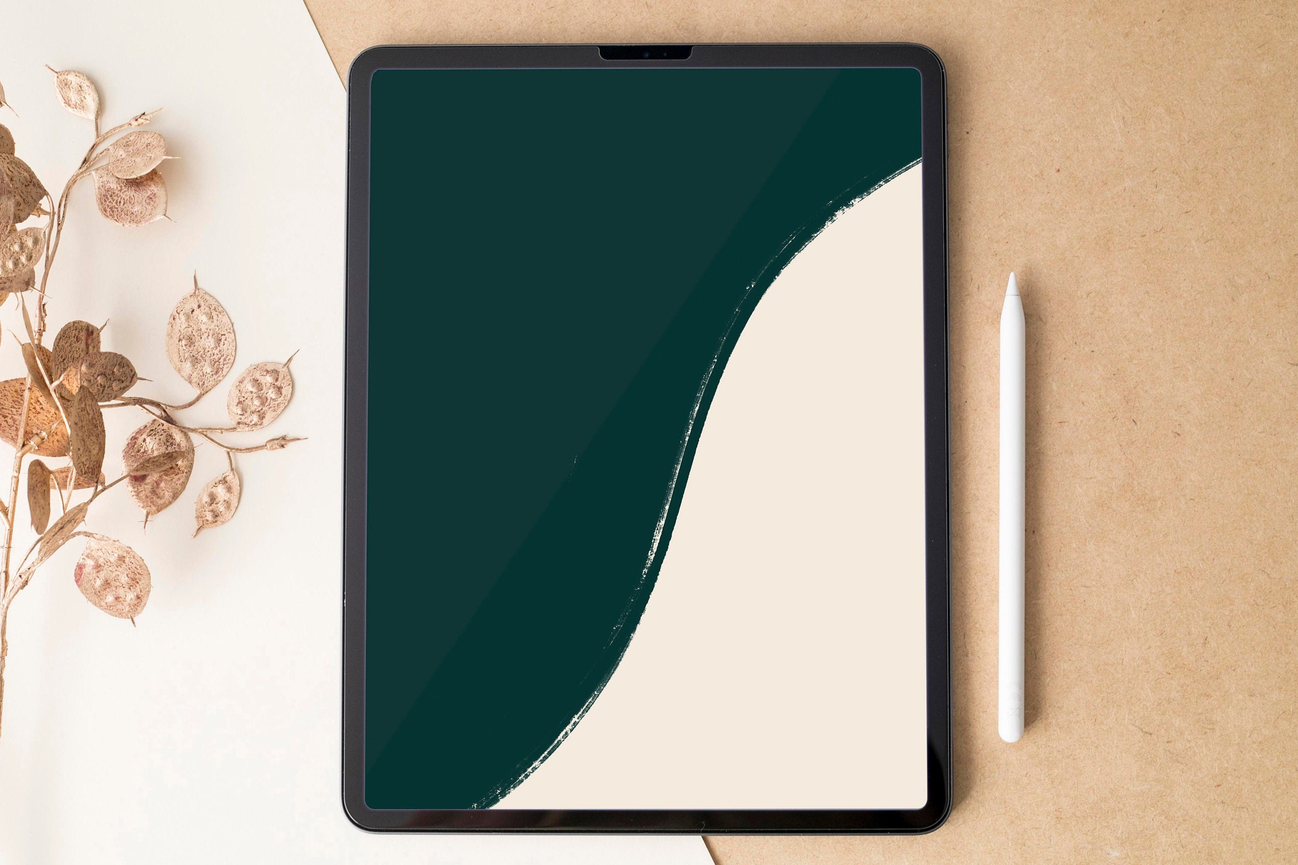 Ipad Green Aesthetic Wallpaper Tablet Minimalist Background Etsy Israel