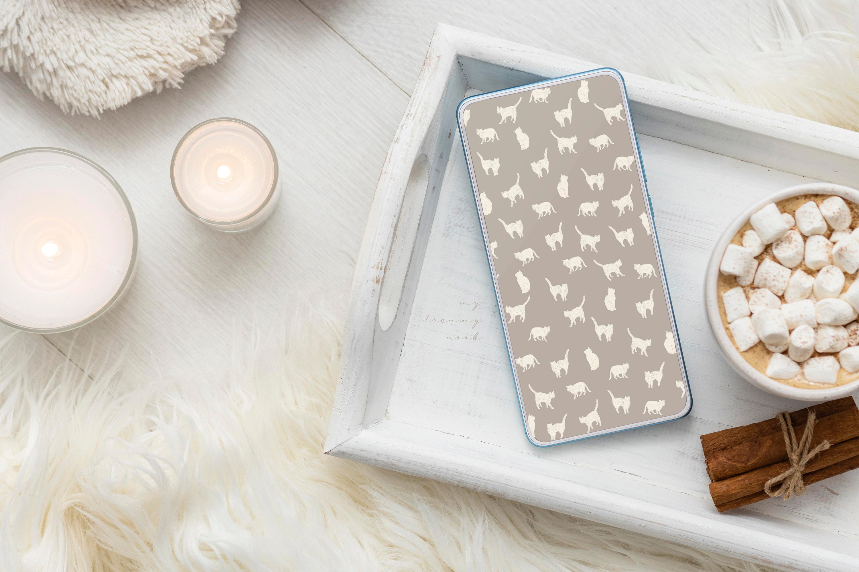 Cute iPhone lock screen Cat lovers iphone wallpaper iOS Phone grey background Android phone home screen Cats screensaver