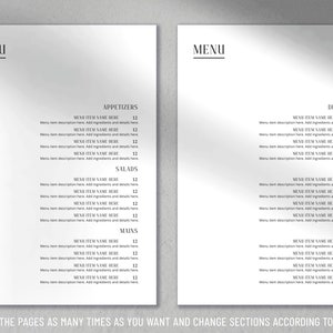 Printable Menu Canva Template Modern Restaurant Menu Trendy Cafe Price ...