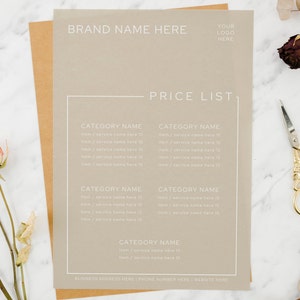 Editable price list template | Modern menu template | Printable Price list | Editable business price list | Small business price list