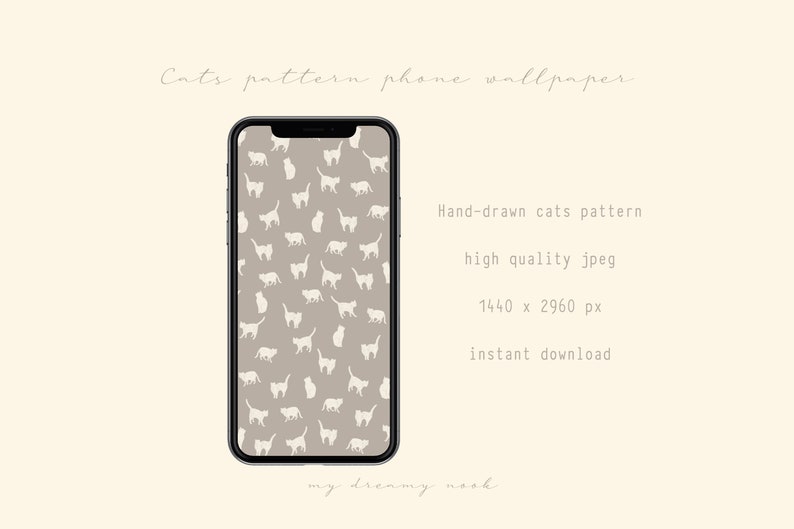 Cute iPhone lock screen Cat lovers iphone wallpaper iOS Phone grey background Android phone home screen Cats screensaver