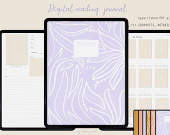 Digital book journal | Reading journal download | Digital reading planner | Goodnotes reading journal | Reading log | Reading tracker