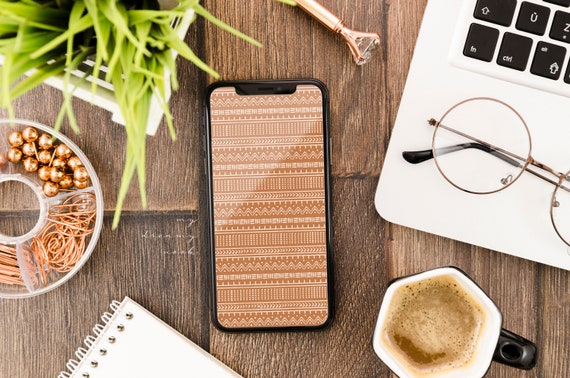 Tribal Iphone Screen Wallpaper Android Phone Terracotta Etsy