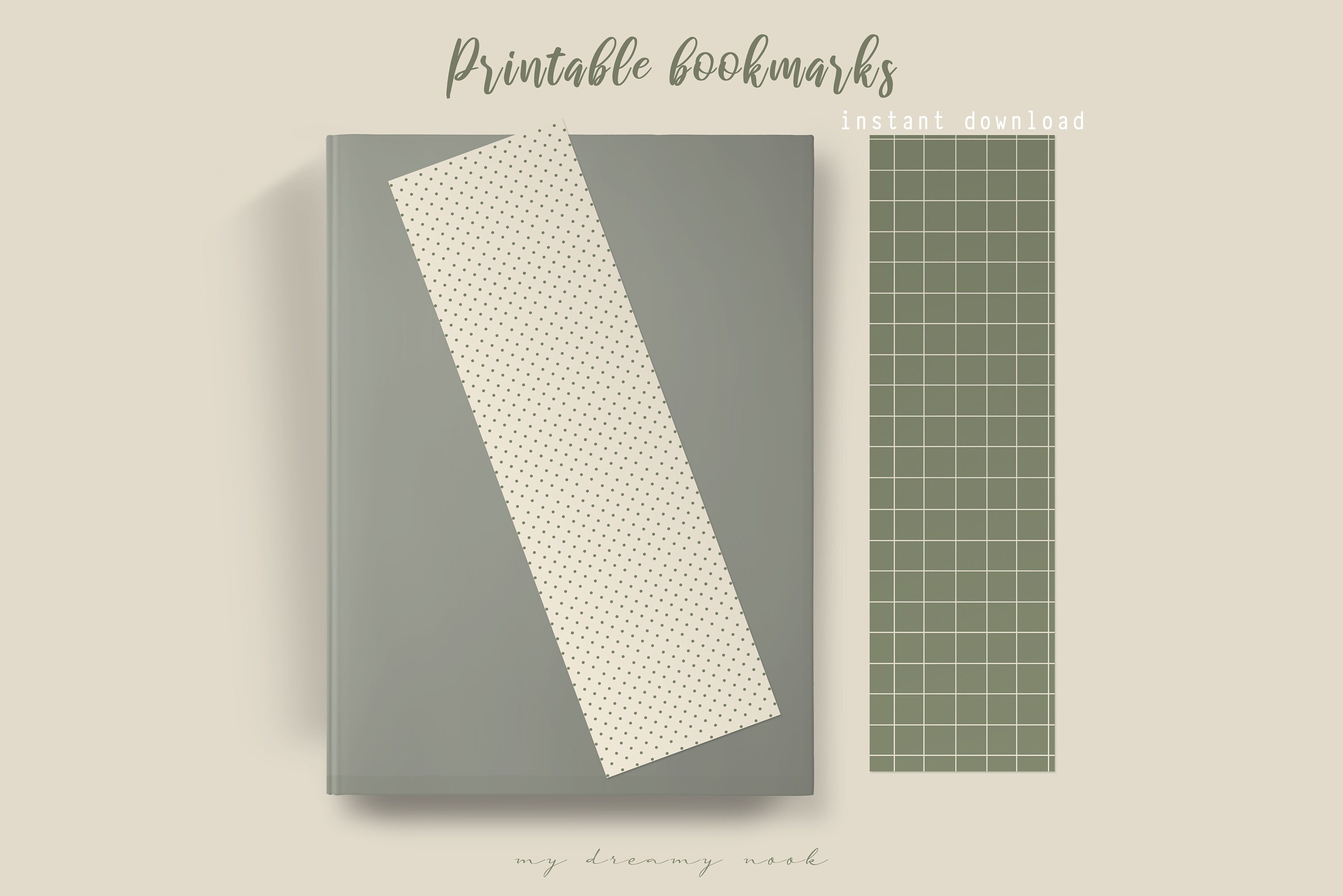 Green bookmarks printable set Printable bookmarks Minimal Etsy