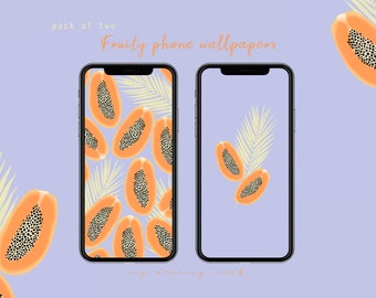 Papaya iPhone wallpaper | Fruits phone background | Floral iphone lock screen | Botanical screensaver