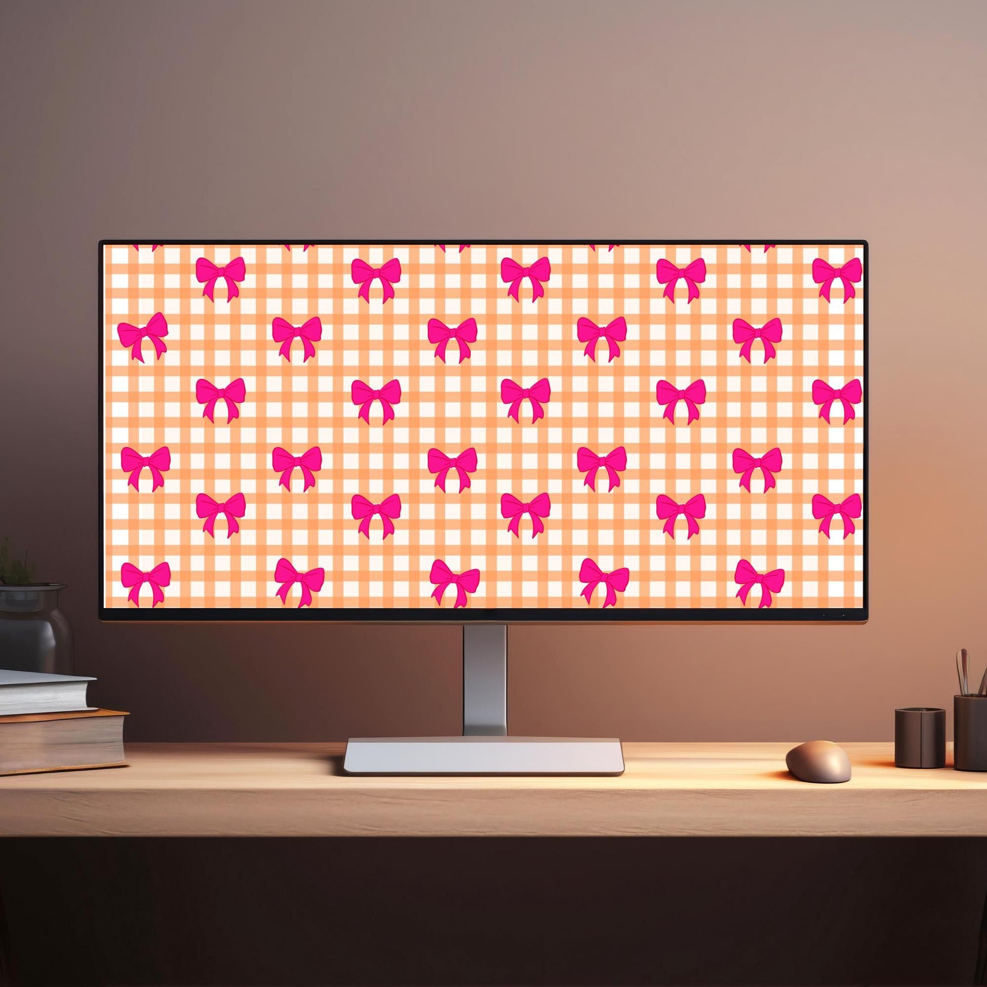 Pink Bows Desktop Wallpaper | Hand-drawn Screensaver - Etsy Canada