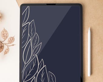 Botanical iPad background | Minimal tablet wallpaper | Leaves lock screen