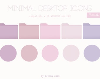 Purple desktop icons | Pastel aesthetic folder icons | Minimal desktop icons | MAC pink icons | Windows cute icons | Desktop organizer