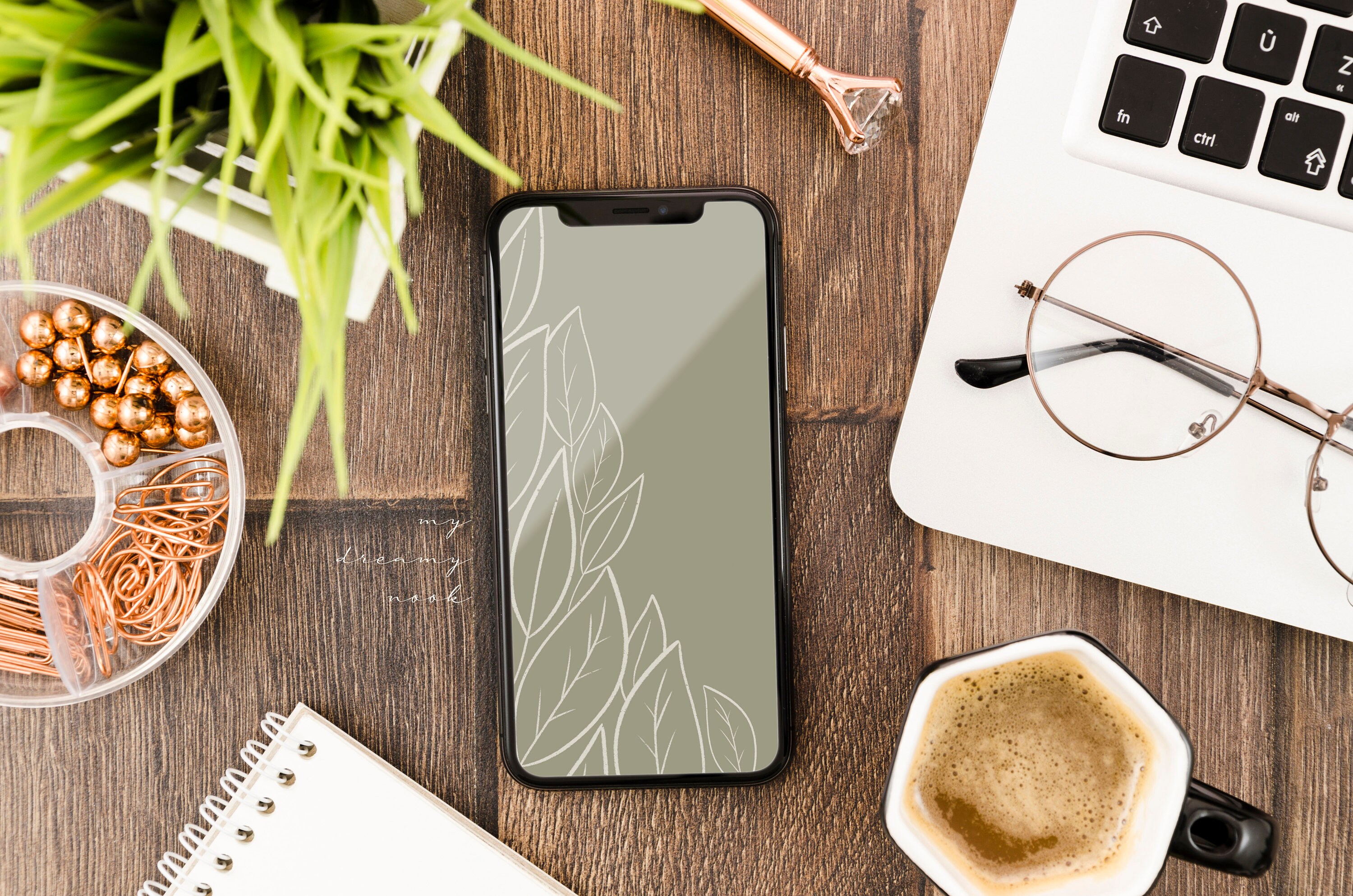 Botanical Phone Wallpaper | Minimal Green iPhone Background | Android ...