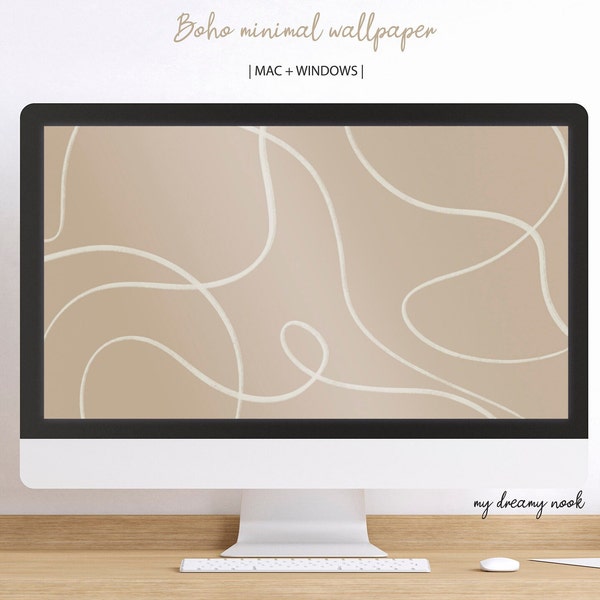 Beige aesthetic desktop wallpaper | Boho desktop background | Minimal laptop wallpaper | Neutral background MAC, WINDOWS