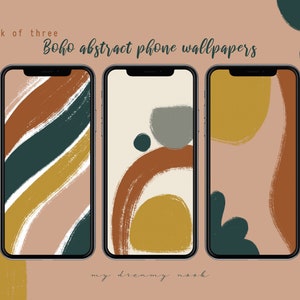 Abstract phone wallpapers | Boho iPhone lock screen| Boho aesthetic home screen | Terracotta phone lock screen background