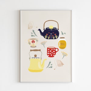 Hygge tea print | Tea lover art print | Tea time illustration | Kitchen wall decor | Tea kitchen print