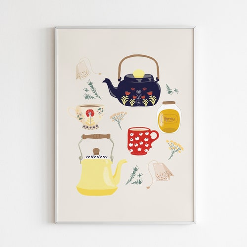 Illustration Hygge de l'heure du thé : impression d'art mural cuisine