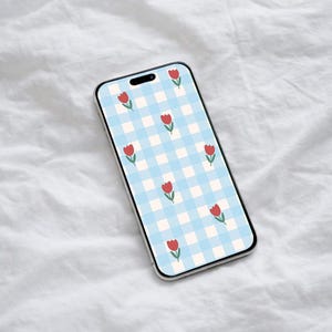 Fondo de pantalla para iPhone estilo cottagecore / Pantalla de bloqueo de tulipanes / Pantalla de inicio con flores de primavera
