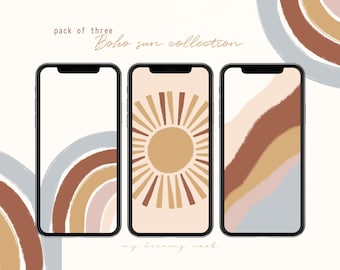 Boho iphone wallpapers | iPhone minimal lock screen | Android phone boho background | Bohemian rainbow phone wallpapers