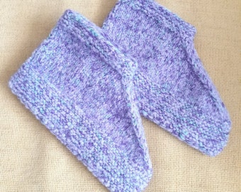 Hand Knitted Woolen Slippers,Purple Slippers,Women&#39;s Slippers,Purple Melange Knit