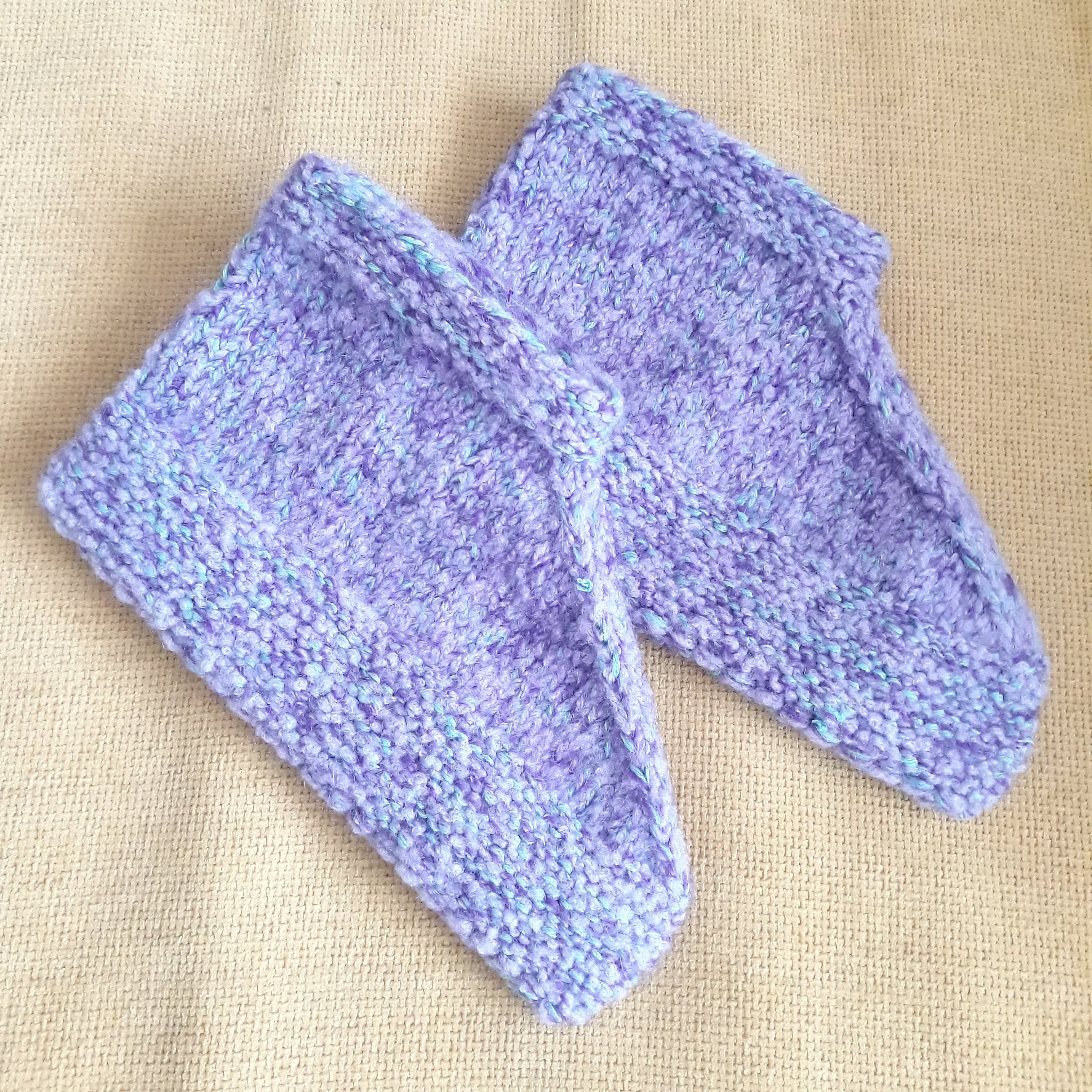 Hand Knitted Woolen Slippers,Purple Slippers,Women's Slippers,Purple Melange Knit