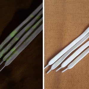 Glow in the dark Schnürsenkel, Weiße Schnürsenkel mit Effekten