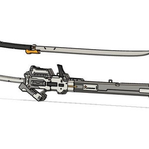 Cyberpunk Katana con fodero modello 3D Stl