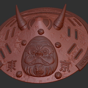 Japanese Yokai Daruma Cyberpunk Coolie Hat [3D Stl]