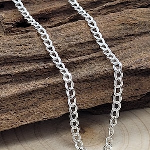 Sterling Silver Double Curb Anklet Chain Extra Large Size 9" - 10"