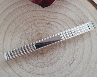 Sterling Silver Tie Slide - Patterned - Ideal Gift to be Engraved Tie Bar