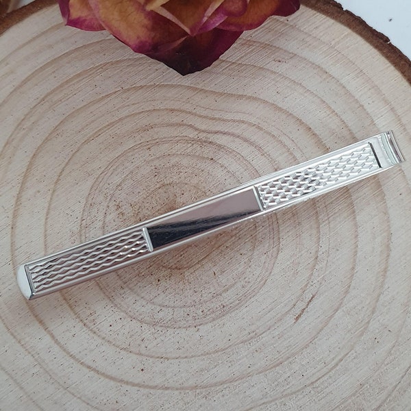 Sterling Silver Tie Slide - Patterned - Ideal Gift to be Engraved Tie Bar