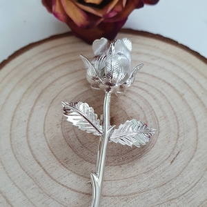 Sterling Silver Rose Brooch Great detail Solid Silver Hallmarked Boxed image 1