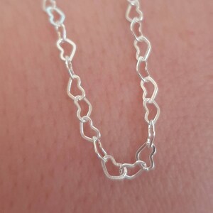 Heart Anklet Sterling zilver 8 9 10 11 12.5 Verstelbare Pretty Hearts Ankle Chain Hallmarked. Extra Large Anklet & Slim Ankle Chain afbeelding 7