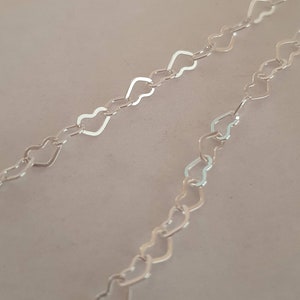 Heart Anklet Sterling zilver 8 9 10 11 12.5 Verstelbare Pretty Hearts Ankle Chain Hallmarked. Extra Large Anklet & Slim Ankle Chain afbeelding 6