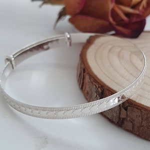 Sterling Silver Heart Baby Bangle Expanding Style bangle Bracelet - Small, Medium & Large