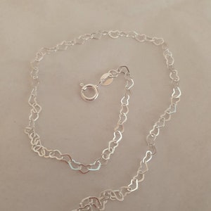 Heart Anklet Sterling zilver 8 9 10 11 12.5 Verstelbare Pretty Hearts Ankle Chain Hallmarked. Extra Large Anklet & Slim Ankle Chain afbeelding 8