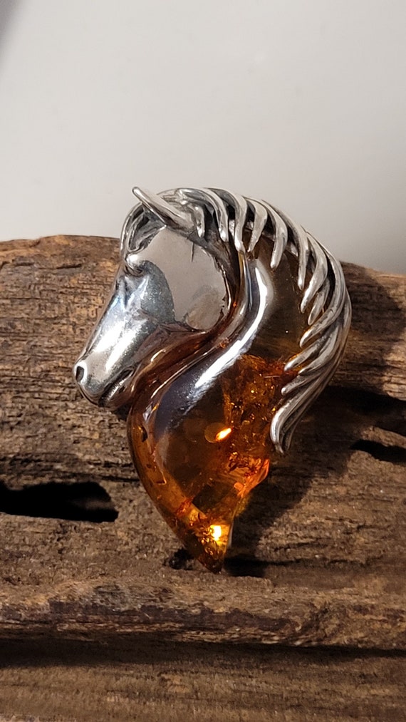 Kiara Jewellery Collana Con Ciondolo Testa Di Cavallo In Ambra Baltica E Argento 925 – Catena Belcher 45,7 Cm - 3