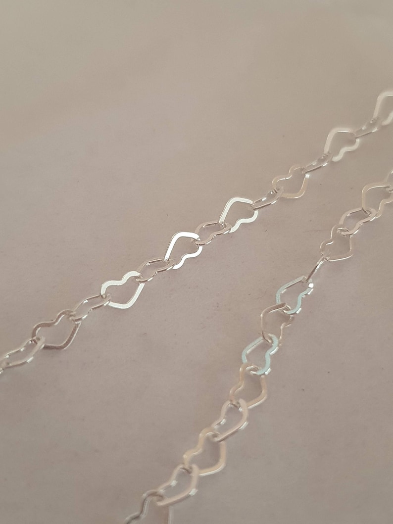 Heart Anklet Sterling zilver 8 9 10 11 12.5 Verstelbare Pretty Hearts Ankle Chain Hallmarked. Extra Large Anklet & Slim Ankle Chain afbeelding 6