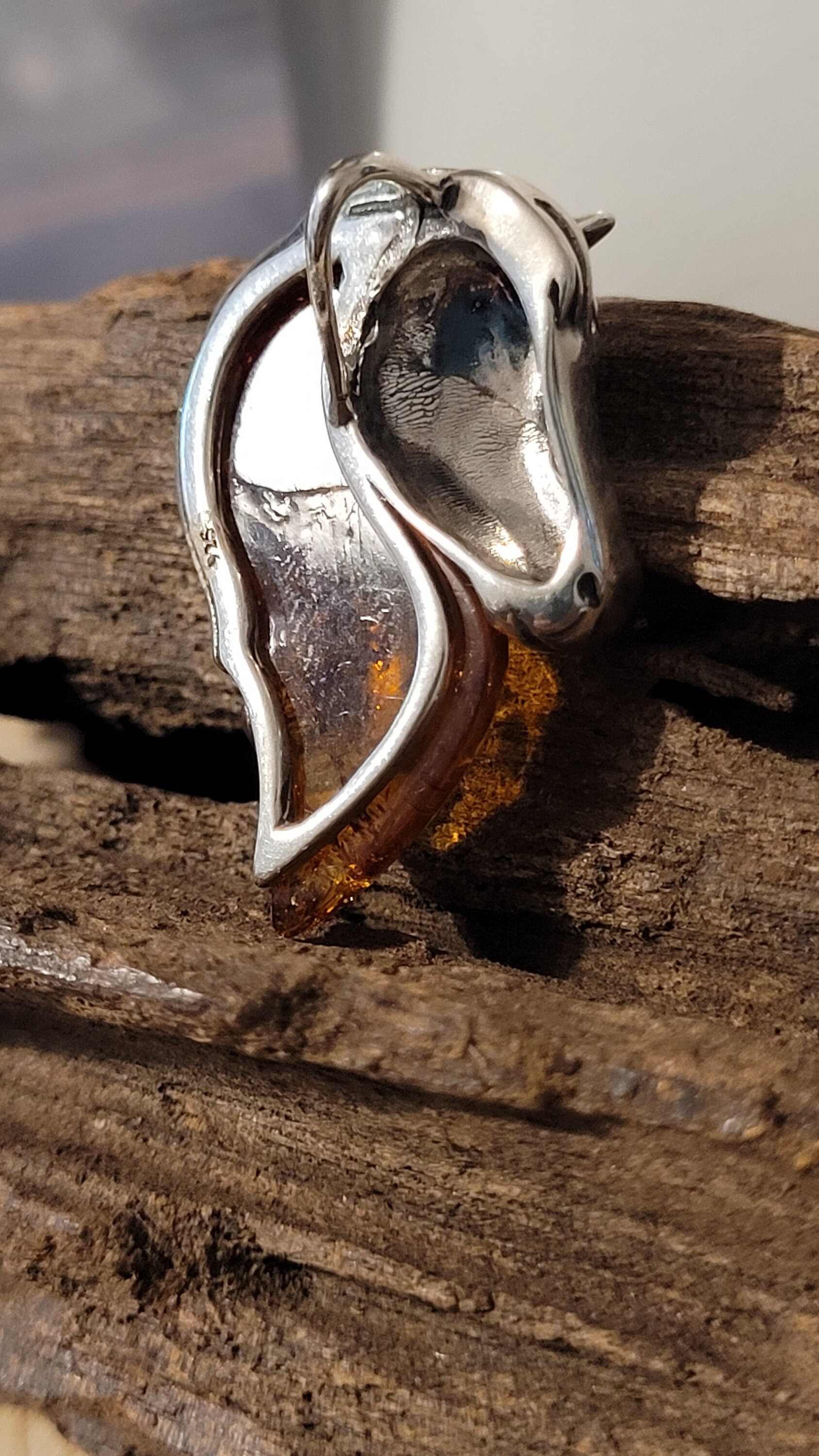 Collana con ciondolo acchiappasogni in argento 925 con ambra
