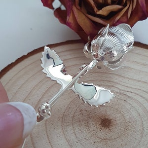 Sterling Silver Rose Brooch Great detail Solid Silver Hallmarked Boxed image 6