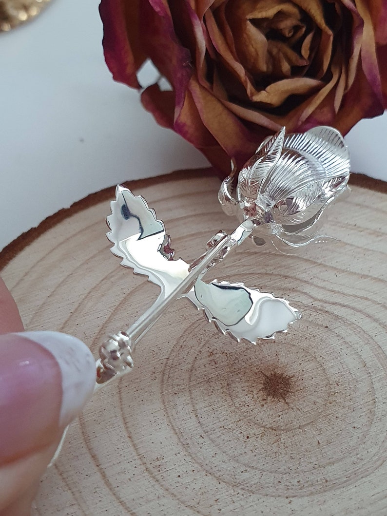 Sterling Silver Rose Brooch Great detail Solid Silver Hallmarked Boxed image 6