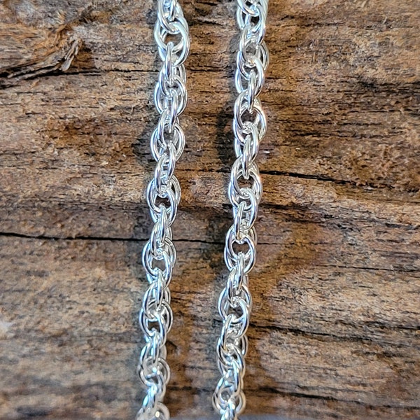 Sterling Silver Rope Ankle Chain - Singapore Style twisted Anklet - Extra Large Size 9.5" - 11.5"  Plus Size Unusual Handmade