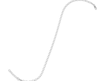 Sterling Silver Fancy Figaro Anklet Chain - 9" - 10" - 11" (23cm - 28cm)