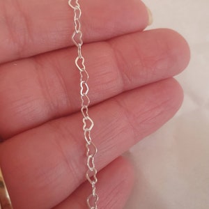 Heart Anklet Sterling zilver 8 9 10 11 12.5 Verstelbare Pretty Hearts Ankle Chain Hallmarked. Extra Large Anklet & Slim Ankle Chain afbeelding 10