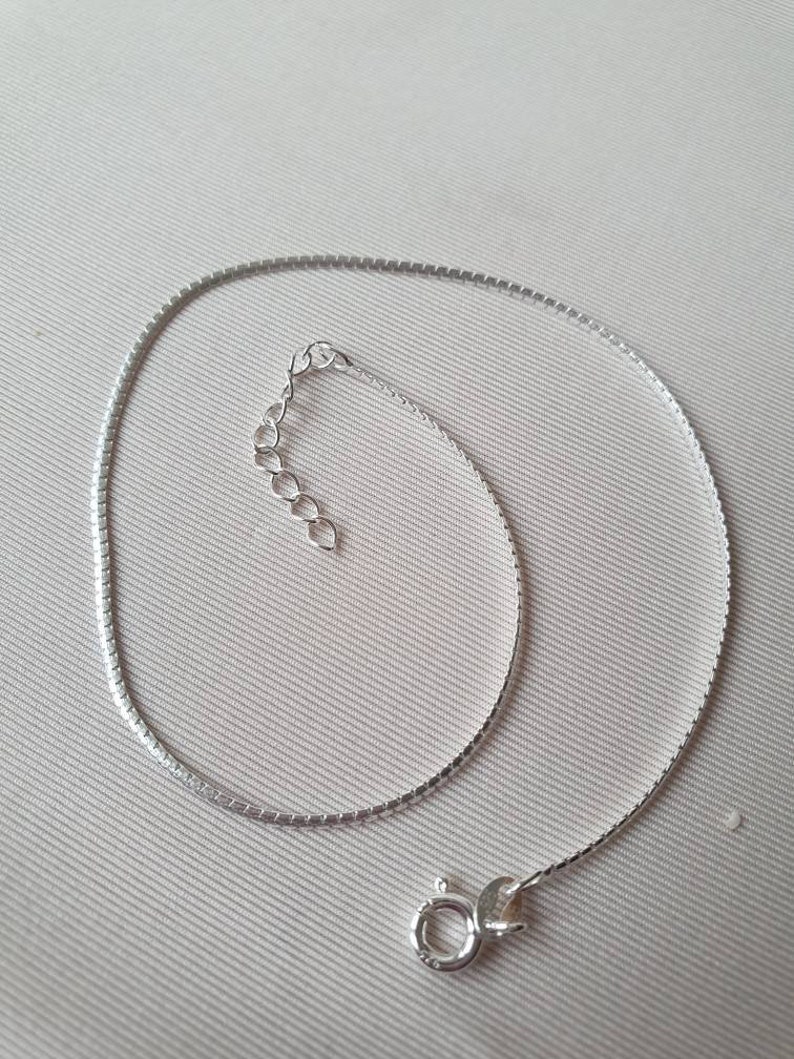 Sterling silver flat snake chain anklet. 9.5 or 11.5 extra large anklet. Omega style chain image 3