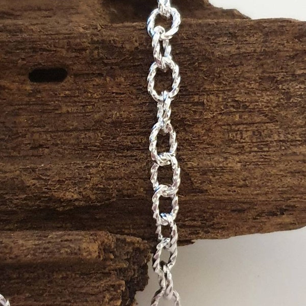 Unusual Sterling silver twisted cable Belcher anklet Available in sizes 8" and 13.5" (35cm) extra large anklet. Extra Small