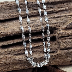 Sterling Silver Two-tone Twisted Anklet With Lobster Clasp