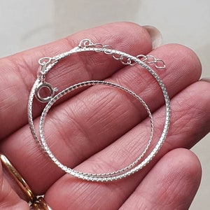 Sterling silver flat snake chain anklet. 9.5 or 11.5 extra large anklet. Omega style chain image 4