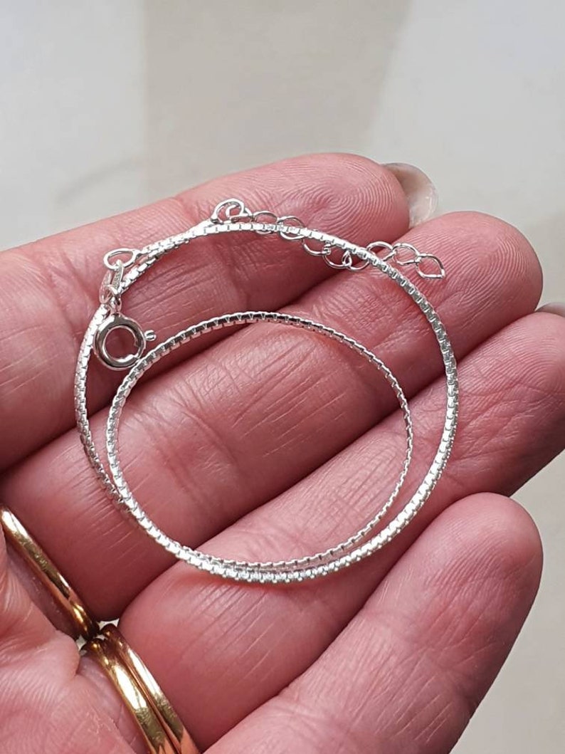 Sterling silver flat snake chain anklet. 9.5 or 11.5 extra large anklet. Omega style chain image 4