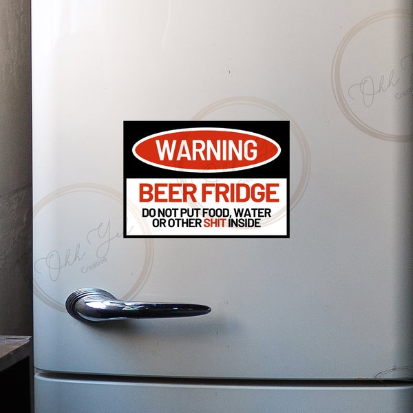 WARNING beer fridge A4 Digital download