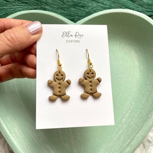 Gingerbread Man Earrings, Polymer Clay Earrings, dangle earrings, Lightweight Earrings, Gift For Her,