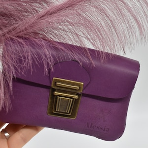 Monedero pequeño de cuero para mujer/Monedero pequeño de cuero/Monedero para identificación con hebilla de seguridad/Bolsillos para identificación con cuero suave
